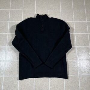 Helly Hansen Wool Black 1/4 Zip Pullover Sweater Quarter Size XL